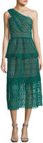 Thumbnail for your product : Self-Portrait One-Shoulder Floral-Chain Lace Guipure Midi Dress