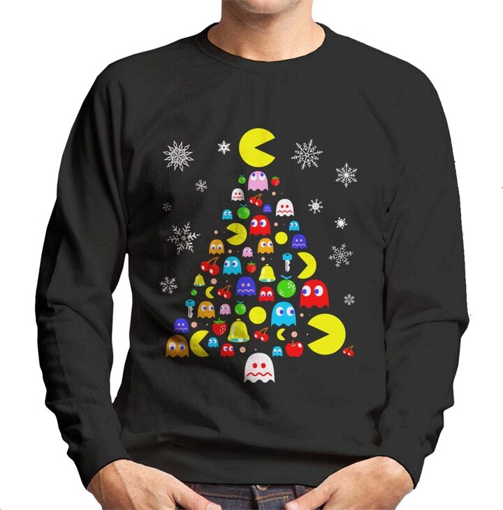 All+Every PacMan Christmas Tree Of Characters Men's Sweatshirt Black