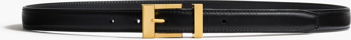 Manhattan Belt in Black Leather with Gold