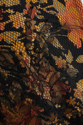 Etro Grosgrain-trimmed Floral-print Silk Crepe De Chine And Lace Maxi Dress