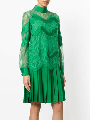 Valentino lace embroidered and pleated dress