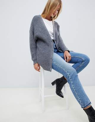 ASOS Design Oversize Cardigan In Chunky Rib With Buttons
