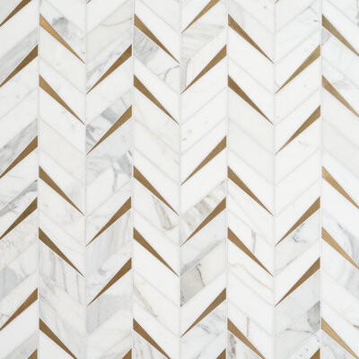 Bond Tile Love Lane 13.3 in. x 10.82 in. Polished Marble and Brass Wall Mosaic Tile (0.99 Sq. Ft. / Each)