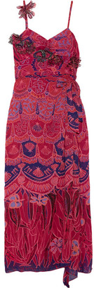 Anna Sui Zandra Printed Crinkled Silk-chiffon Maxi Dress - Pink