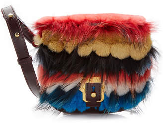 Paula Cademartori Leather Shoulder Bag with Fur