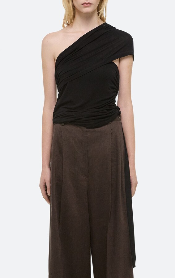 Helmut Lang Wind Convertible Asymmetric Cutout Jersey Top