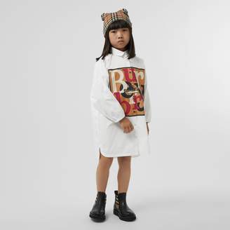 Burberry Childrens Logo and Archive Scarf Print Cotton Shirt Dress