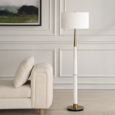 Everly Quinn Lavdimir White Marble Floor Lamp