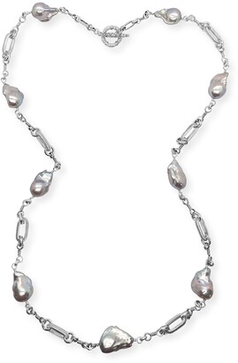 Stephen Dweck Large Baroque Pearl and Chain Necklace, 38"L