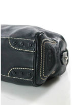 Thumbnail for your product : Tod's Black Pebbled Leather Silver Tone Stitched Trim Hobo Shoulder Handbag