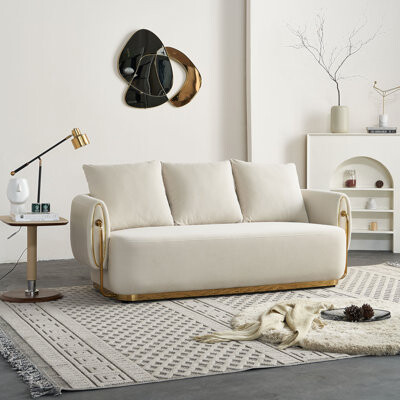 76.77'' W Luxury Modern Sofa Couch For Living Room ,Bedroom,Waiting Room,Upholstered Soft Velvet