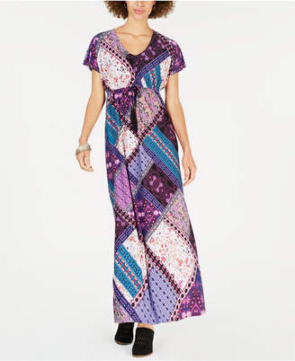 Style&Co. Style & Co Printed Tie-Waist Maxi Dress, Created for Macy's