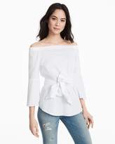 Thumbnail for your product : Whbm White Off-the-Shoulder Bell-Sleeve Poplin Top