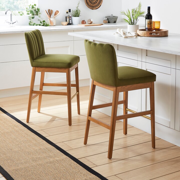 Dunelm Delilah Bar Stool, Velvet Olive ShopStyle - Technical View