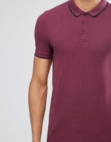 Thumbnail for your product : ASOS Muscle Pique Polo Shirt With Contrast Collar And Sleeve Tipping In Conker/Black