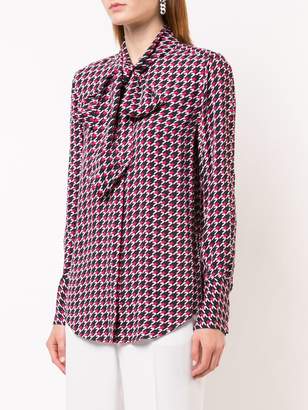 Equipment houndstooth print pussy bow blouse