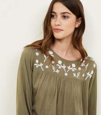 Apricot Green Embroidered Babydoll Top
