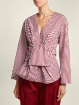 Thumbnail for your product : Diane von Furstenberg Striped Waist-tie Cotton Blouse - Womens - Red White