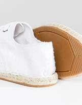 Thumbnail for your product : ASOS DESIGN Wide Fit lace up espadrilles in white textured canvas