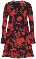 Thumbnail for your product : Valentino Short Silk Dress With Logo L/sleeves Flowers Print