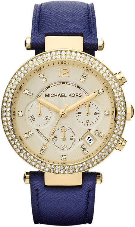 Michael Kors MK2280 Parker gold-plated and leather chronograph watch ...