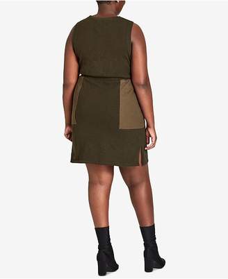 City Chic Trendy Plus Size Cotton Oversized-Pocket Dress