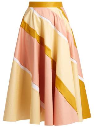 Roksanda Striped cotton-blend A-line skirt