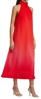 Thumbnail for your product : Lela Rose Raised Plisse Chiffon Halter Midi Dress