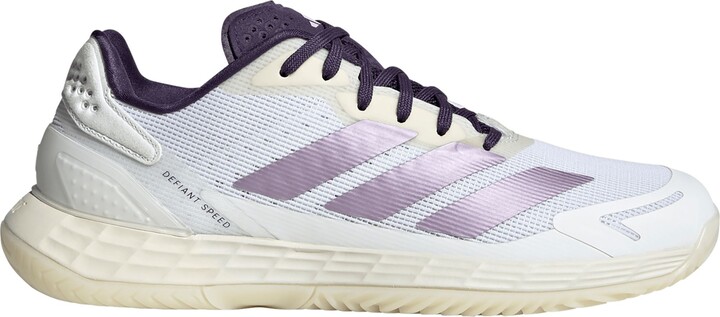 adidas Women's Defiant Speed 2 Tennis Shoes, Size 6, White/Plum Fog