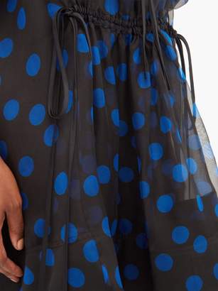 Lee Mathews Mathews - Rayne Puff-sleeve Polka-dot Organza Mini Dress - Black Navy
