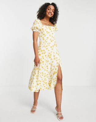 Ever New short sleeve midi tea dress in buttercup print