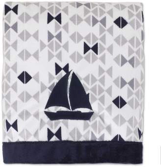 Nautica Mix & Match Velboa Sailboat Blanket in Navy/Grey