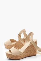Thumbnail for your product : boohoo Peeptoe Wrap Strap Cork Wedges