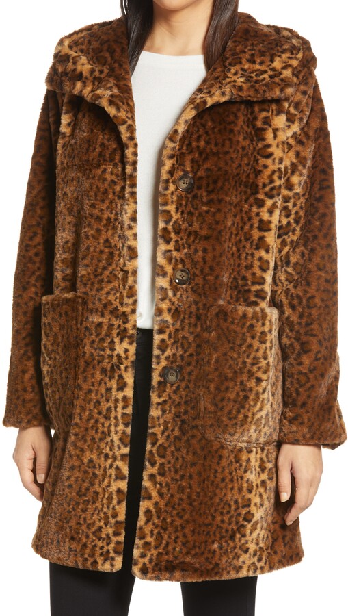 bernardo leopard print coat