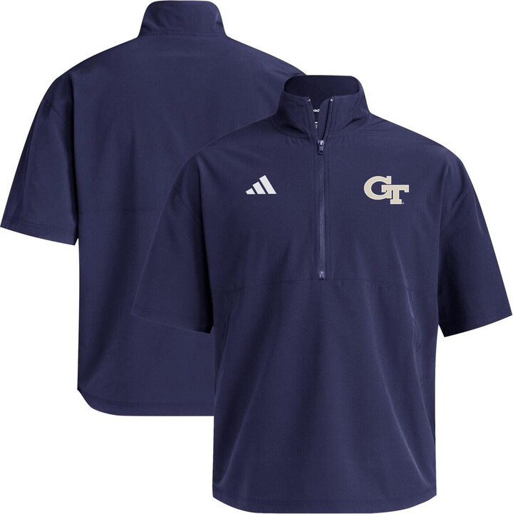 Adidas Men's Navy Georgia Tech Yellow Jackets Woven Quarter-Zip Short Sleeve Pullover
