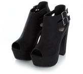 Thumbnail for your product : PeepToe Black Double Buckle Shoe Boots