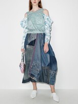 Thumbnail for your product : By Walid Blue Nadia Patchwork Midi Skirt