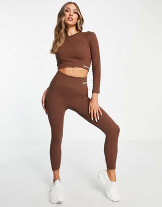 Urban Threads seamless gym leggings in chocolate brown - ShopStyle