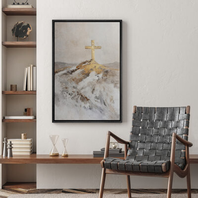 wall26 Cross On The Snowy Mountain Vintage Abstract Illustrations Rustic Religious Artwork