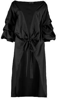 boohoo NEW Womens Kat Ruched Sleeve Midi Wrap Dress in Polyester