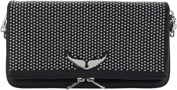 Zadig & Voltaire Wings Plaque Chain Strap Shoulder Bag In Black