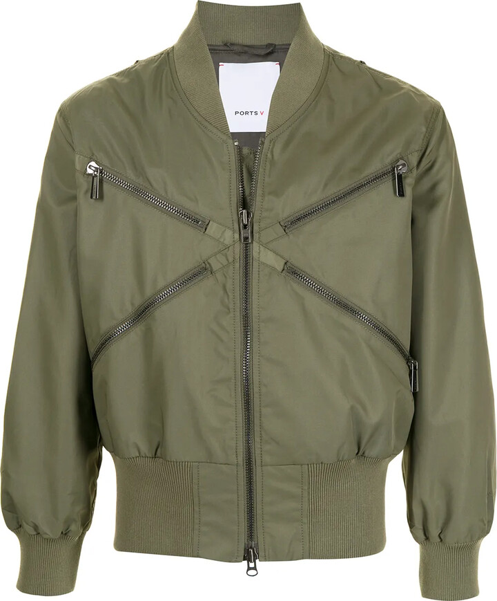 Zip-Embellished Bomber Jacket