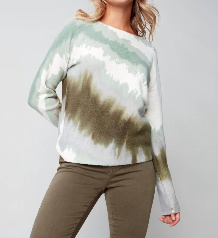 CHARLIE B Reversible Printed Sweater In Tea