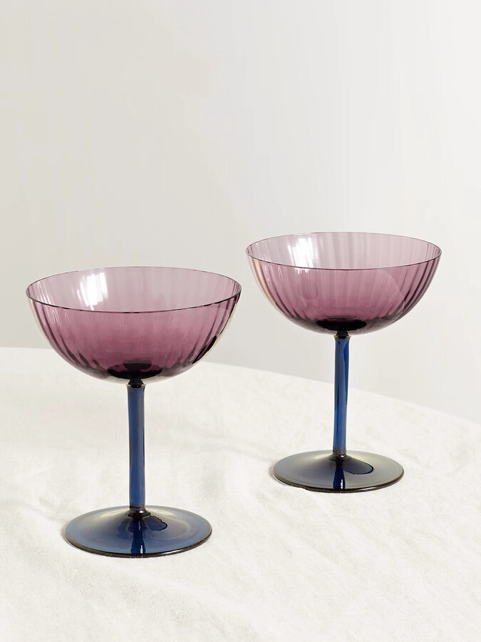 La DoubleJ - Set Of Two Murano Glass Champagne Coupes - Purple