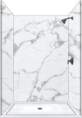 Polymarm 60" W 80" H 36" D Three Wall Composite Shower Wall Panel Surround - Seamless 60" Backwall