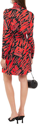 Love Moschino Ruffle-trimmed Printed Cady Mini Dress