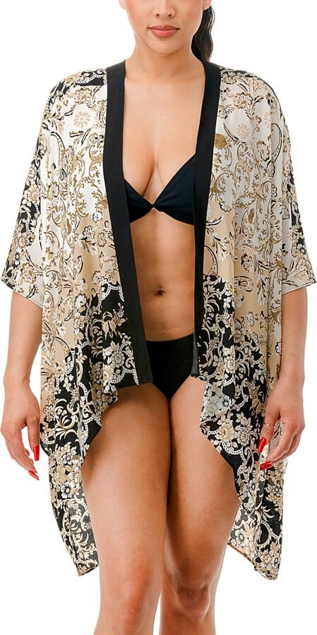 MARCUS ADLER Ombre Floral Kimono Cover-Up