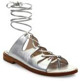 Thumbnail for your product : Loeffler Randall Kira Metallic Leather Lace-Up Sandals