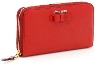 Miu Miu Madras Zip-around Wallet With Bow