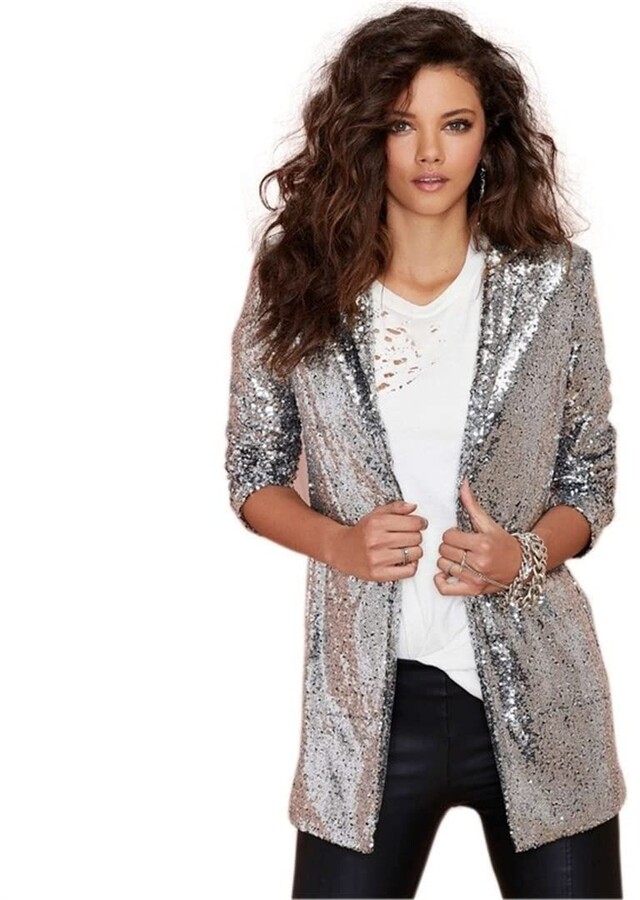 silver sequin cardigan